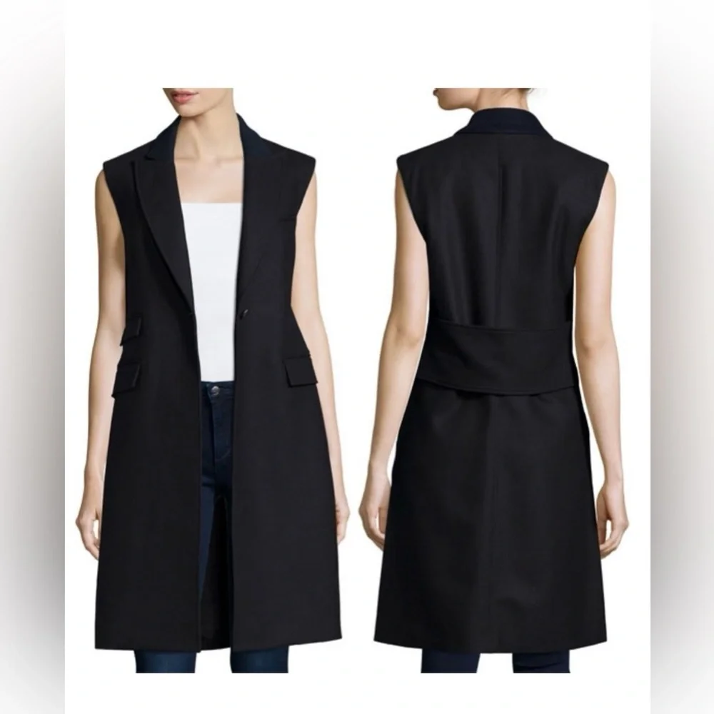 Veronica beard palmer Dickey wool longline vest in black size 4/ small - Picture 3 of 9